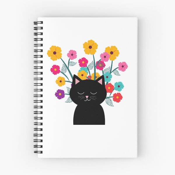 Item preview, Black cat with flowers designed and sold by unique things.