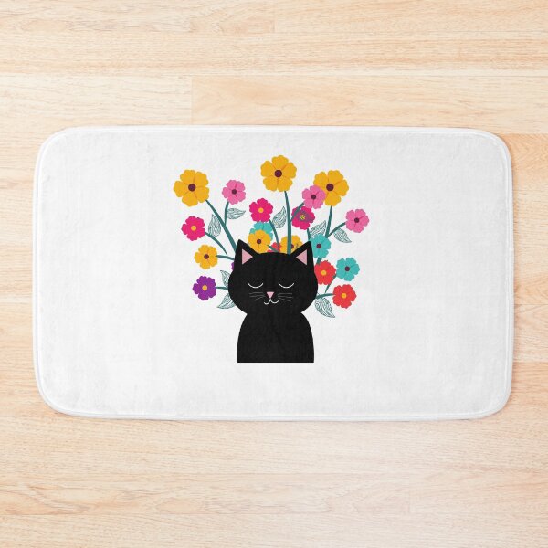 Item preview, Black cat with flowers designed and sold by unique things.