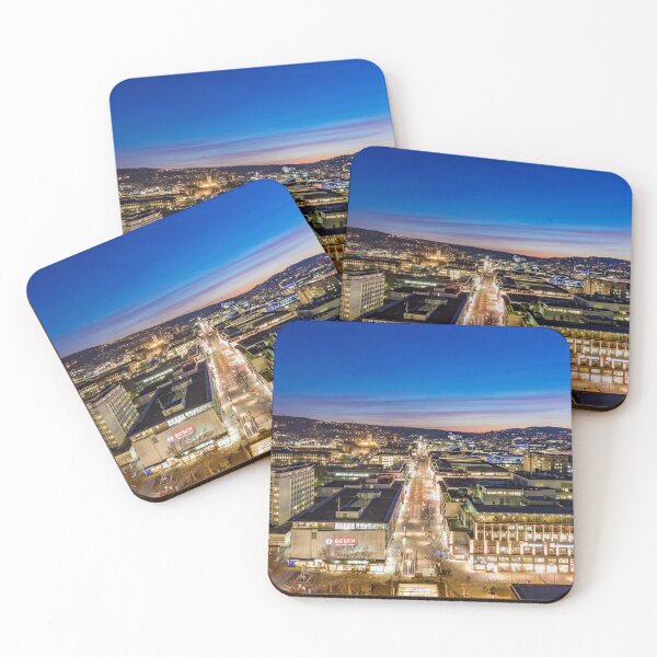 Item preview, Skyline Stuttgart with Koenigstrasse at night designed and sold by dieterich.