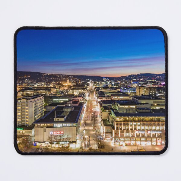 Item preview, Skyline Stuttgart with Koenigstrasse at night designed and sold by dieterich.