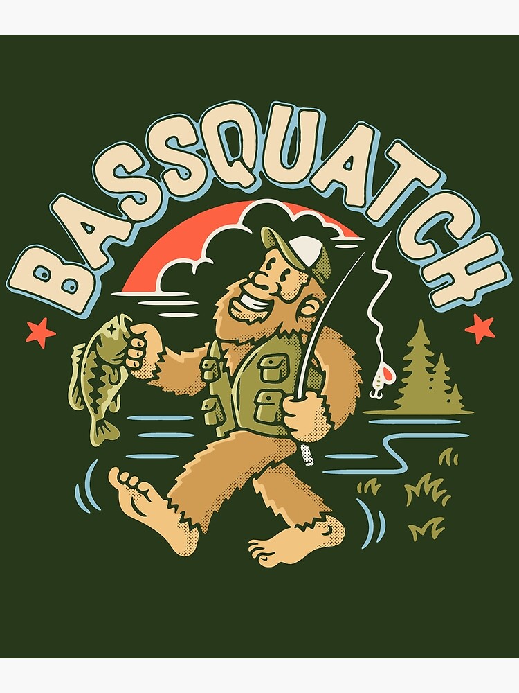 Vintage Fishing Bassquatch Funny Bigfoot Retro Fisher Shirt