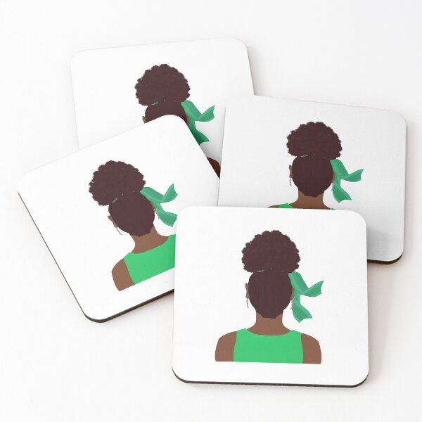 Item preview, High Afro Puff Ponytail with Green Outfit (White Background) designed and sold by ArtByLM.