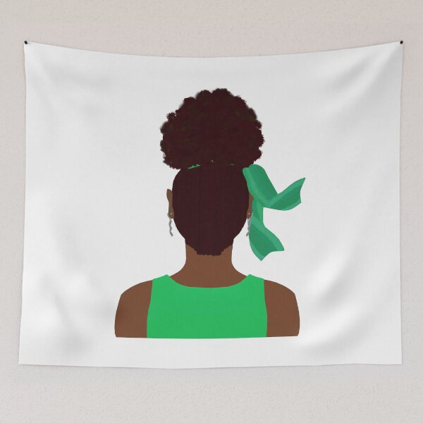 Item preview, High Afro Puff Ponytail with Green Outfit (White Background) designed and sold by ArtByLM.