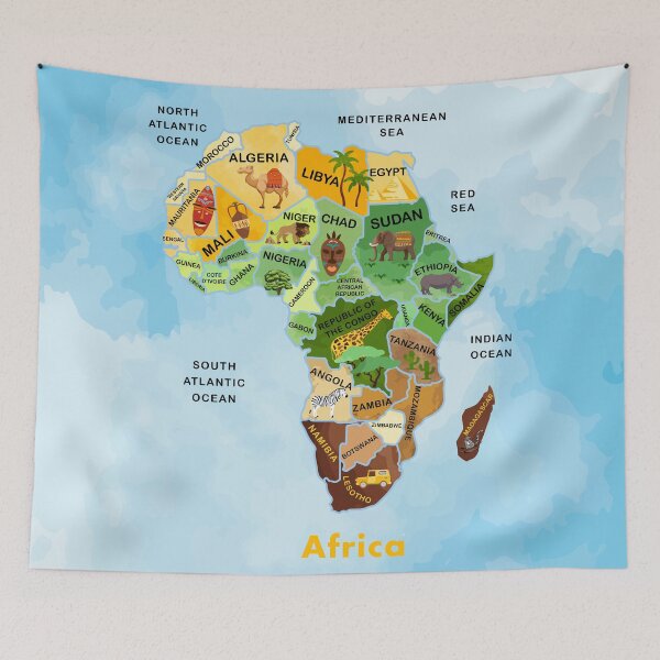 Item preview, Africa Map watercolor artwork designed and sold by LIRAZ ZIV.