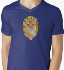 Abyssinian cat and Rose Men's V-Neck T-Shirt