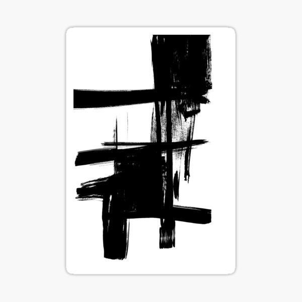Black Brush Strokes, Black White Abstract Art 529c Sticker