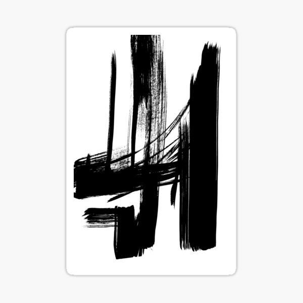 Black Brush Strokes, Abstract Ink Painting 529b Sticker