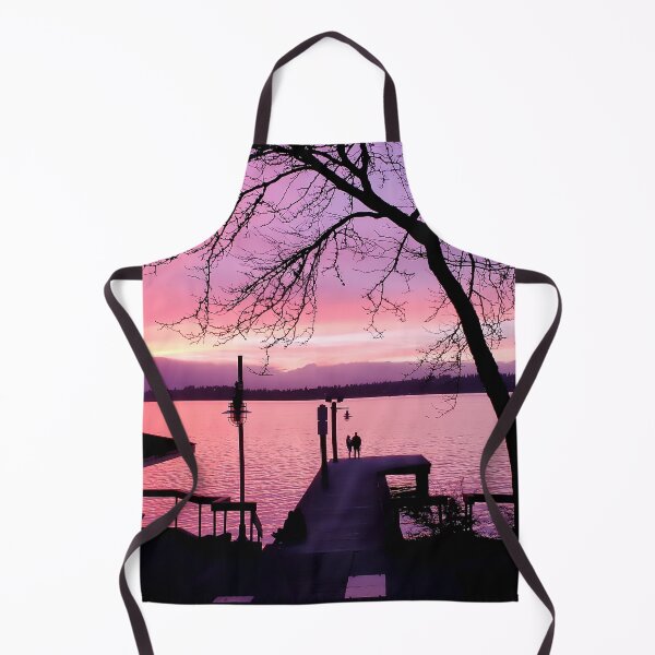 Item preview, Silhouetted Couple on Dock with Pink Sunset Sky designed and sold by SeaChangeDesign.