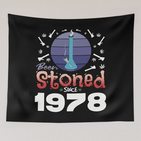 Item preview, Been stoned since 1978 (Purple retro vintage sunset with bong) designed and sold by YomeHayin.