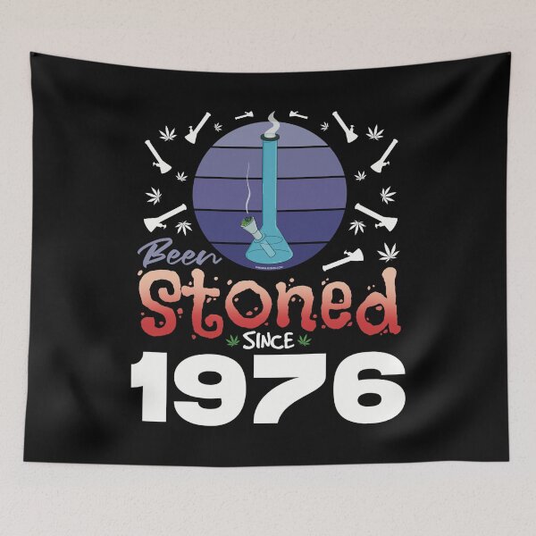 Item preview, Been stoned since 1976 (Purple retro vintage sunset with bong) designed and sold by YomeHayin.