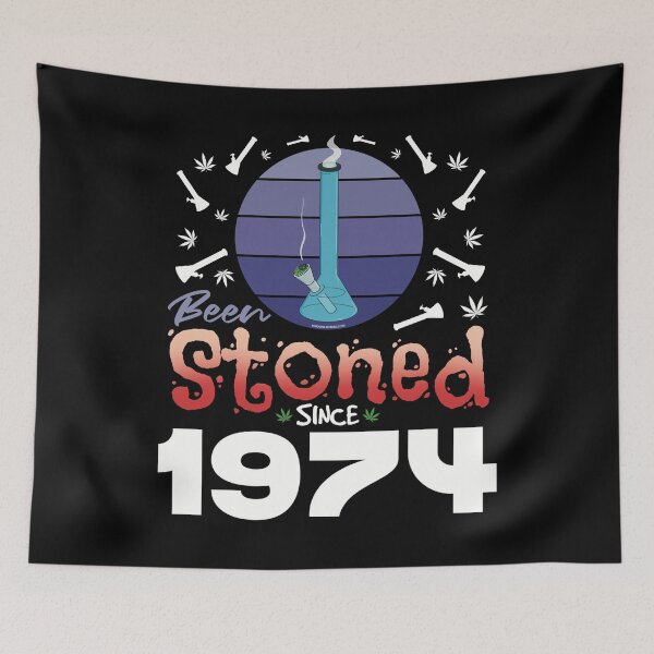 Item preview, Been stoned since 1974 (Purple retro vintage sunset with bong) designed and sold by YomeHayin.