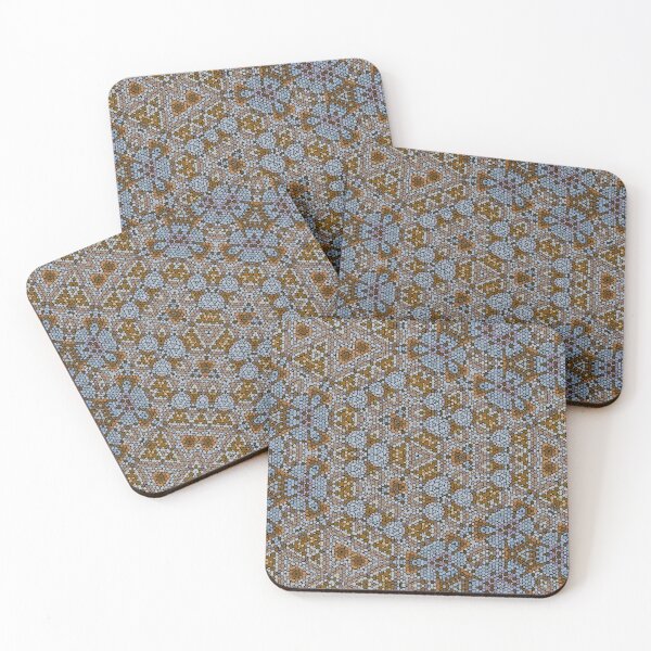 Item preview, Abstract art, mosaic kaleidoscope style, blue brown beige designed and sold by Designbyfia.
