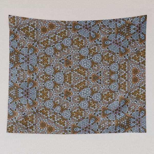 Item preview, Abstract art, mosaic kaleidoscope style, blue brown beige designed and sold by Designbyfia.