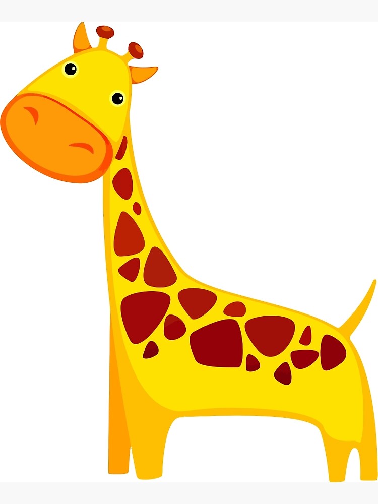 "Funny Cartoon Yellow Cute Giraffe Character Doodle Animal Drawing