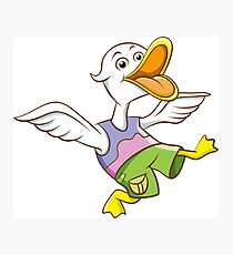 Cute Funny Cartoon Silly Happy Teen Duck Jumping Character Doodle Animal Drawing Photographic Print