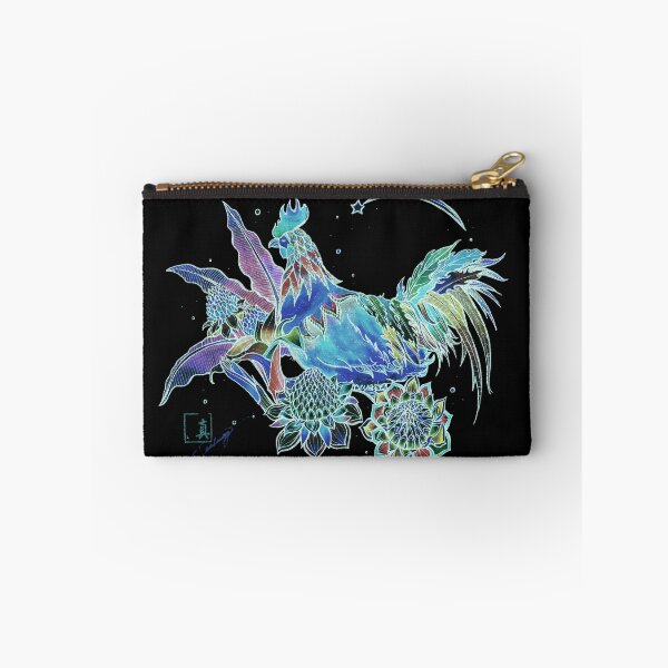 Item preview, Neon Aloha - Torch Ginger and Wild Rooster / Black background Recommend  designed and sold by lilireal  studio.