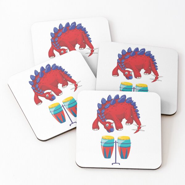 Item preview, Dinosaur Playing Conga Drum ,Funny Good Dinosaur Conga Drum Lovers Cool Red Blue Colorful Design designed and sold by pedrored369.