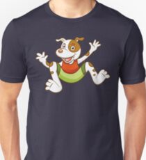 Cute Funny Cartoon Silly Jumping Dog Character Doodle Animal Drawing Unisex T-Shirt