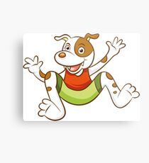 Cute Funny Cartoon Silly Jumping Dog Character Doodle Animal Drawing Metal Print