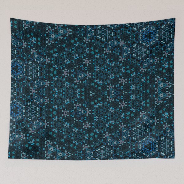 Item preview, Abstract art, mosaic kaleidoscope style, turquoise blue black designed and sold by Designbyfia.