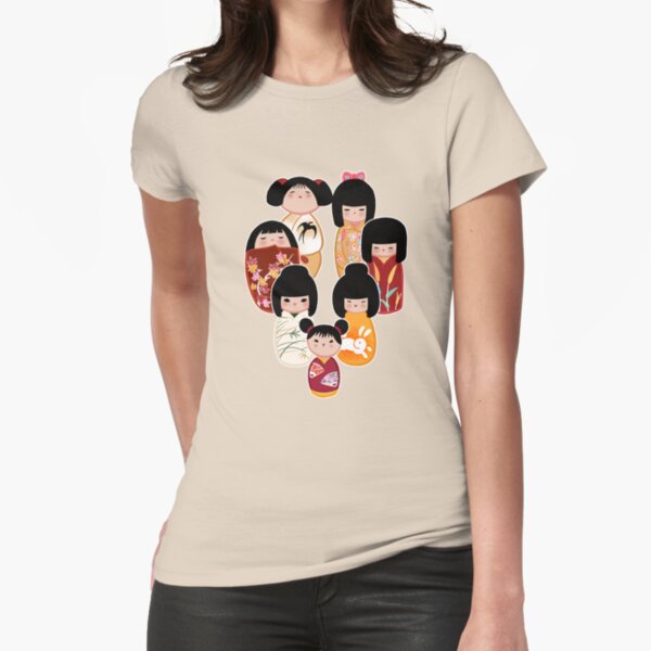 Kokeshi in Autumn Fitted T-Shirt