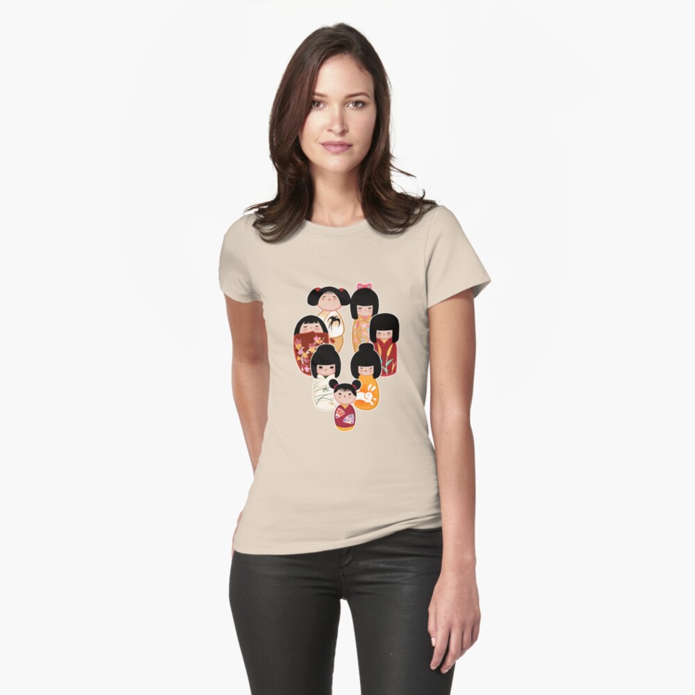 Kokeshi in Autumn Fitted T-Shirt