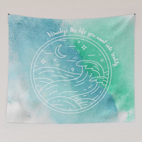 Item preview, Ocean Wave and Moon Blue and Green Water Colour designed and sold by g-for-georgia.