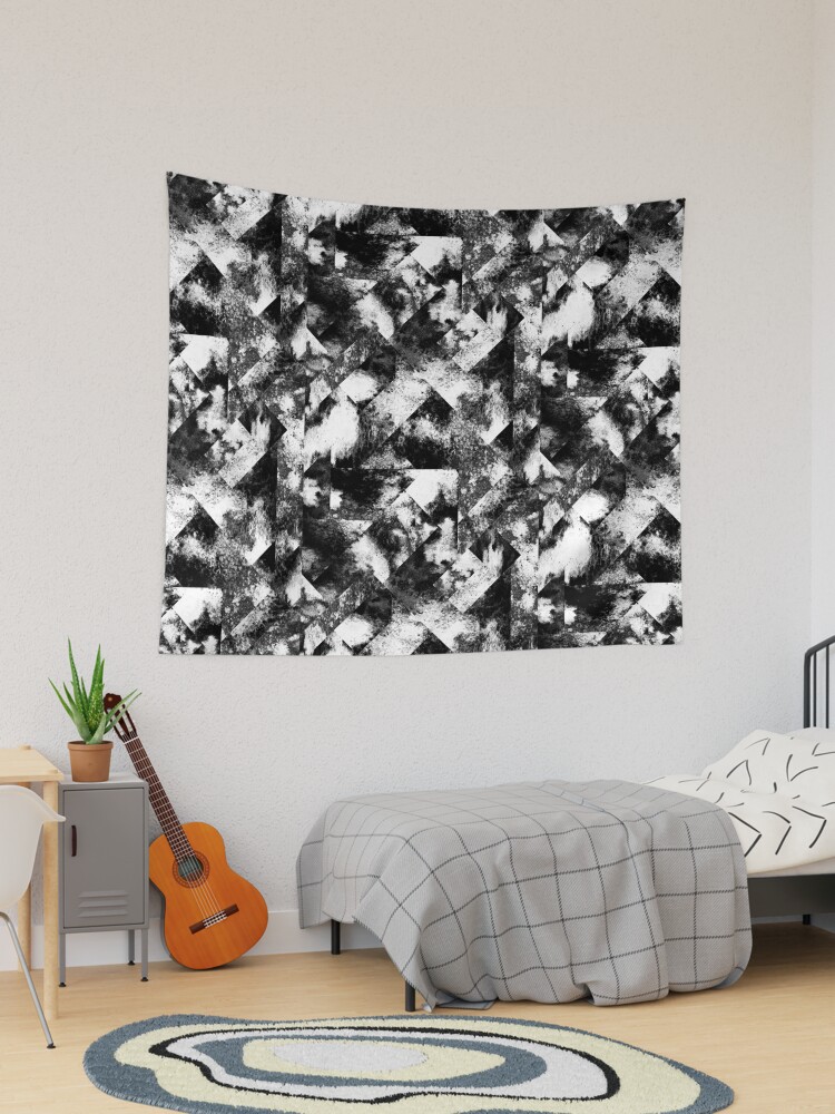 Abstract Black and White print funky retro snowboard ski surf Tapestry