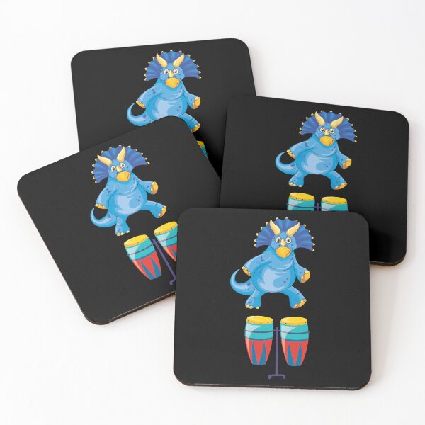 Item preview, Dinosaur Playing Conga Drum ,Funny Good Dinosaur Conga Drum Lovers Blue Colorful Design designed and sold by pedrored369.