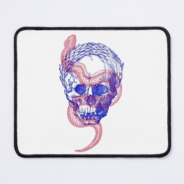 Item preview, Red - Blue Snake and Skull woodcut print designed and sold by Laraus.