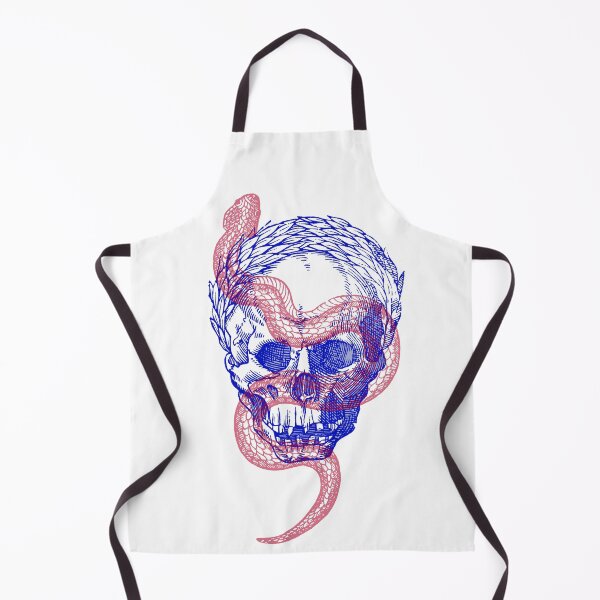 Item preview, Red - Blue Snake and Skull woodcut print  designed and sold by Laraus.