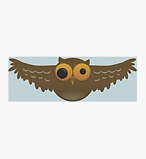 Cute Funny Cartoon Silly Flying Owl Character Doodle Animal Drawing Photographic Print
