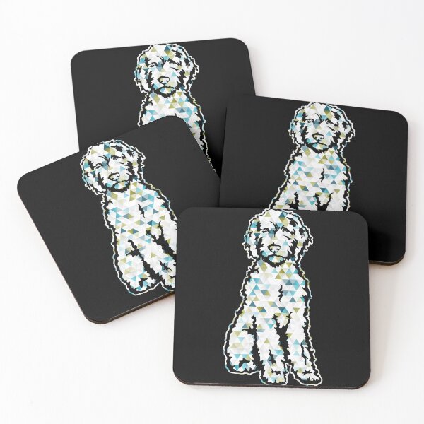 Artikelvorschau, Pastellblau-grüner Mosaik-Doodle-Hund - Labradoodle, Goldendoodle, Doods entworfen und verkauft von Wiggle-Butts.