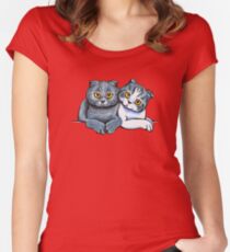 Scottish Fold Pair Women's Fitted Scoop T-Shirt