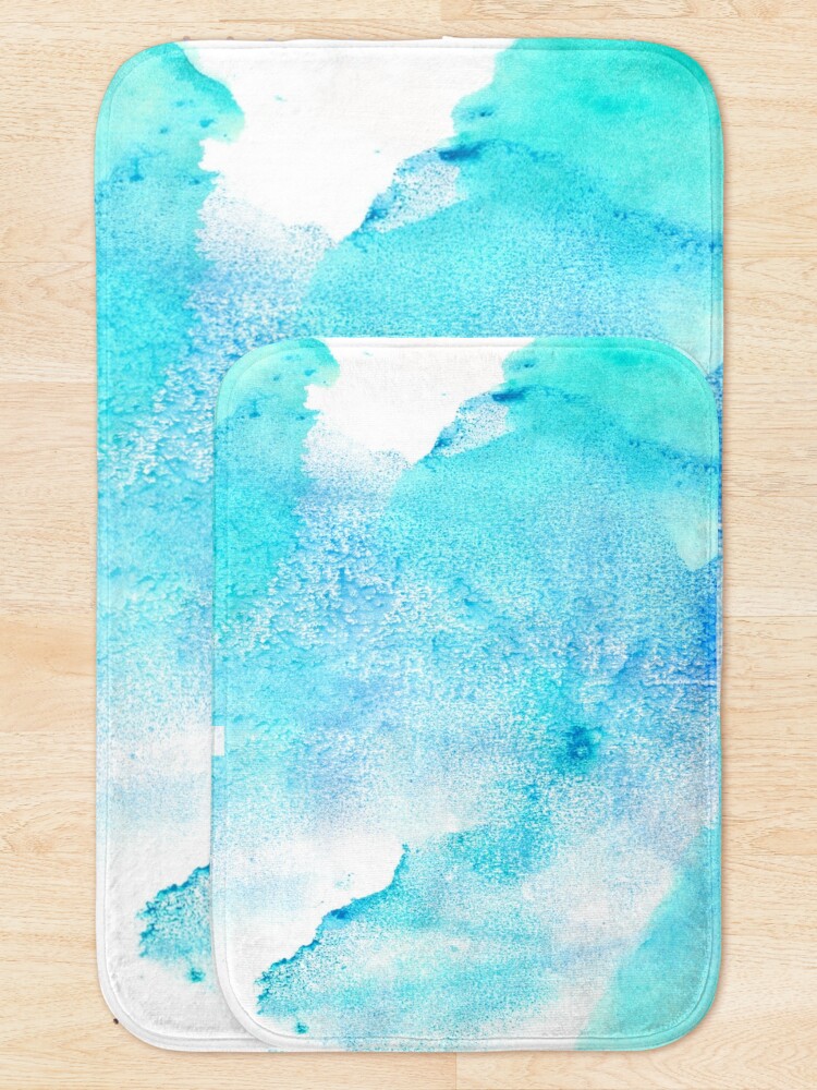 Alternate view of Artistic turquoise aqua teal watercolor paint Bath Mat