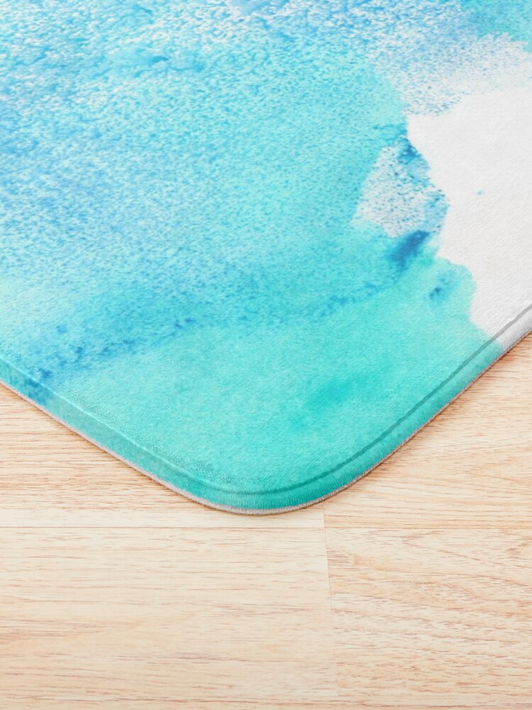 Alternate view of Artistic turquoise aqua teal watercolor paint Bath Mat