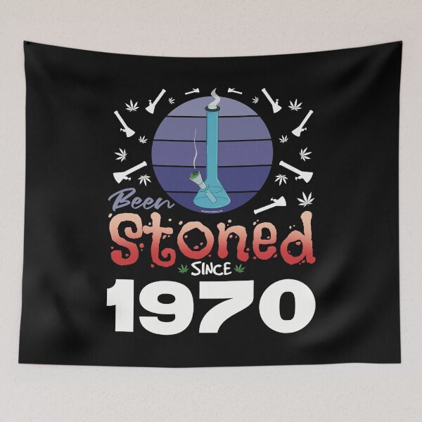 Item preview, Been stoned since 1970 (Purple retro vintage sunset with bong) designed and sold by YomeHayin.