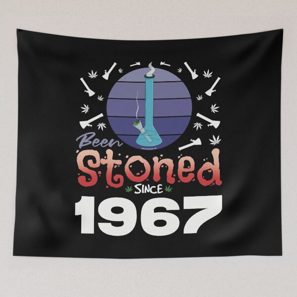 Item preview, Been stoned since 1967 (Purple retro vintage sunset with bong) designed and sold by YomeHayin.