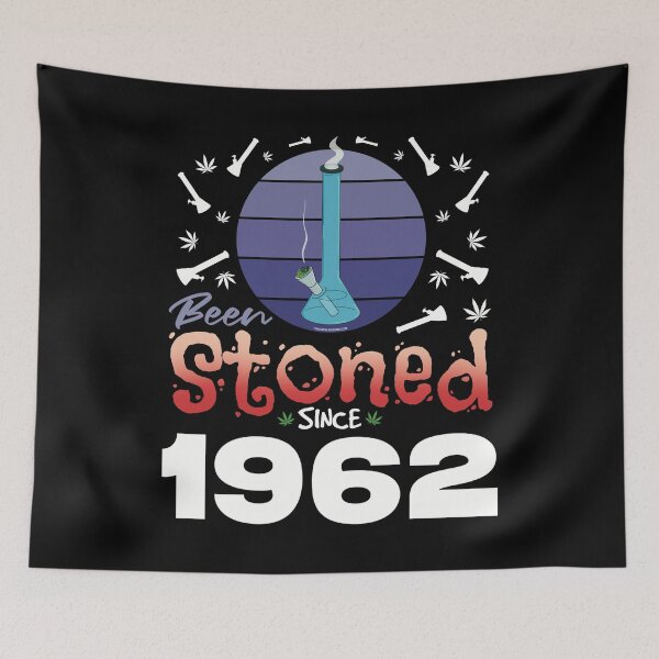 Item preview, Been stoned since 1962 (Purple retro vintage sunset with bong) designed and sold by YomeHayin.