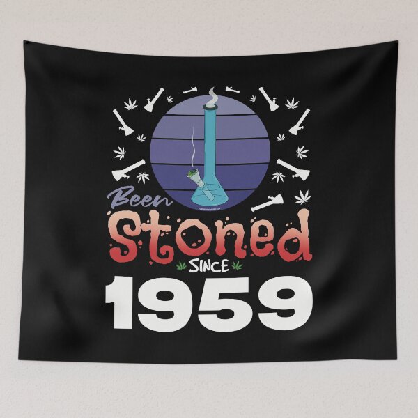 Item preview, Been stoned since 1959 (Purple retro vintage sunset with bong) designed and sold by YomeHayin.