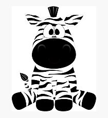 Cute Funny Cartoon Silly Zebra Sitting Character Doodle Animal Drawing Photographic Print