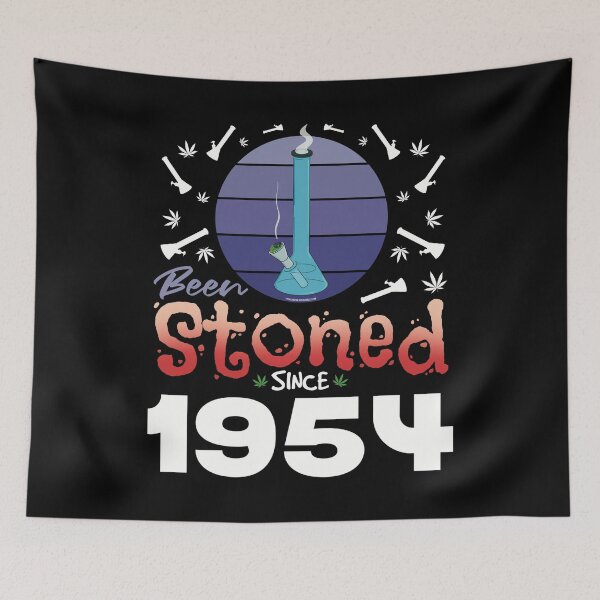 Item preview, Been stoned since 1954 (Purple retro vintage sunset with bong) designed and sold by YomeHayin.