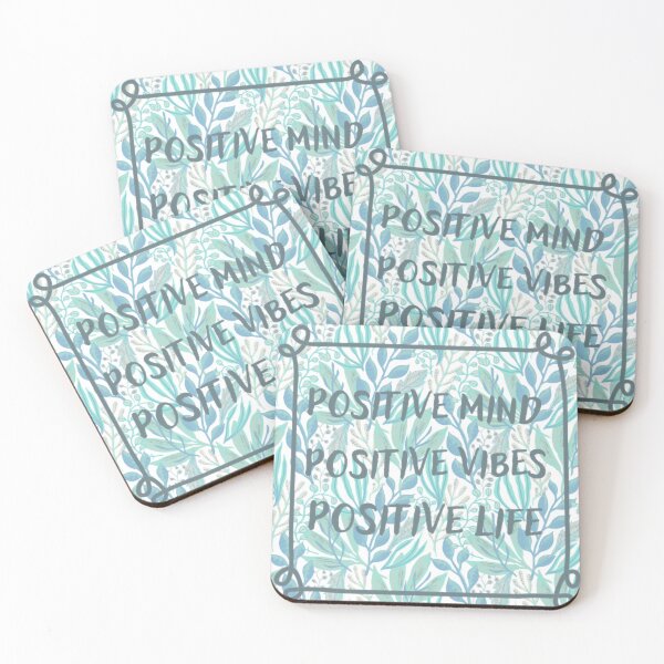 Item preview, Positive mind, positive vibes, positive life,  inspirational life quote written in leaf print(green colour palette, color palete) designed and sold by Sanaura.