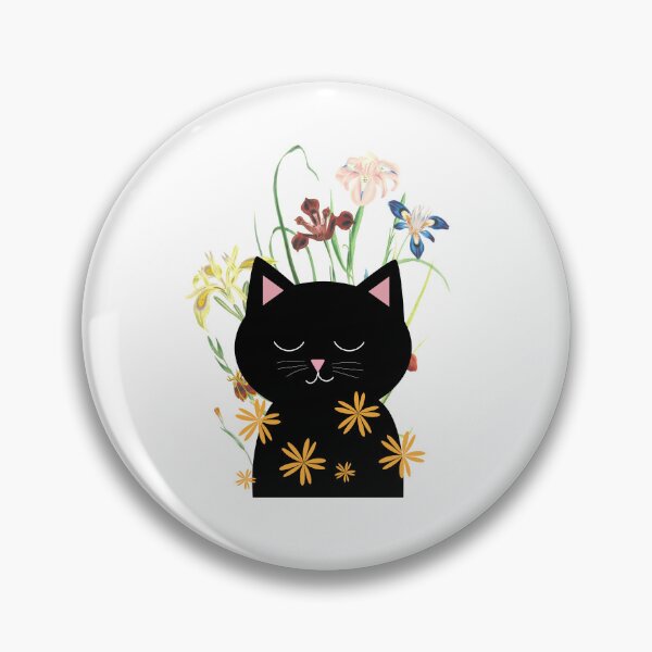 Item preview, Black cat with flowers designed and sold by unique things.