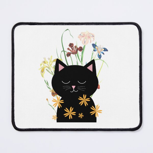 Item preview, Black cat with flowers designed and sold by unique things.