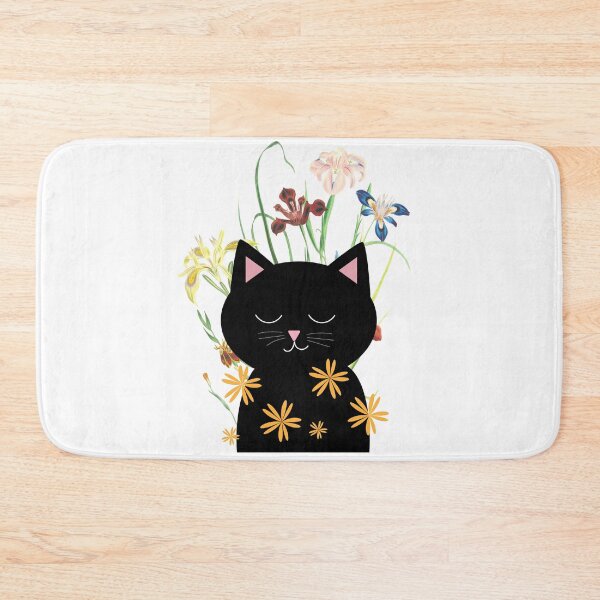 Item preview, Black cat with flowers designed and sold by unique things.