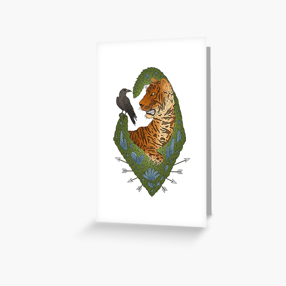 TIGER AND THE CROW - BRIGHT Greeting Card