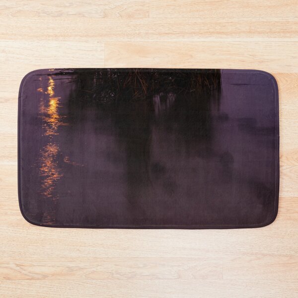Item preview, Orange lights reflecting in the swampy grass filled river waters at night designed and sold by James-Cole.