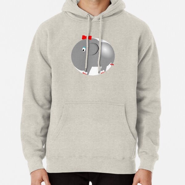 Cute Elephant with Butterfly Long Sleeve Gray Cotton Hooded Sweatshirt Personality Cartoon