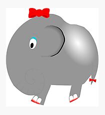 Cute Funny Cartoon Silly Elephant Girl Character Doodle Animal Drawing Photographic Print